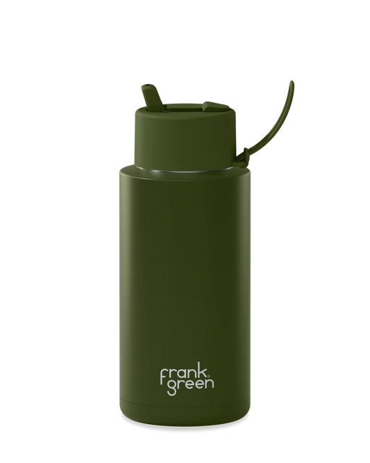 FRANK GREEN REUSABLE BOTTLE WITH STRAW LID 1LTR KHAKI 