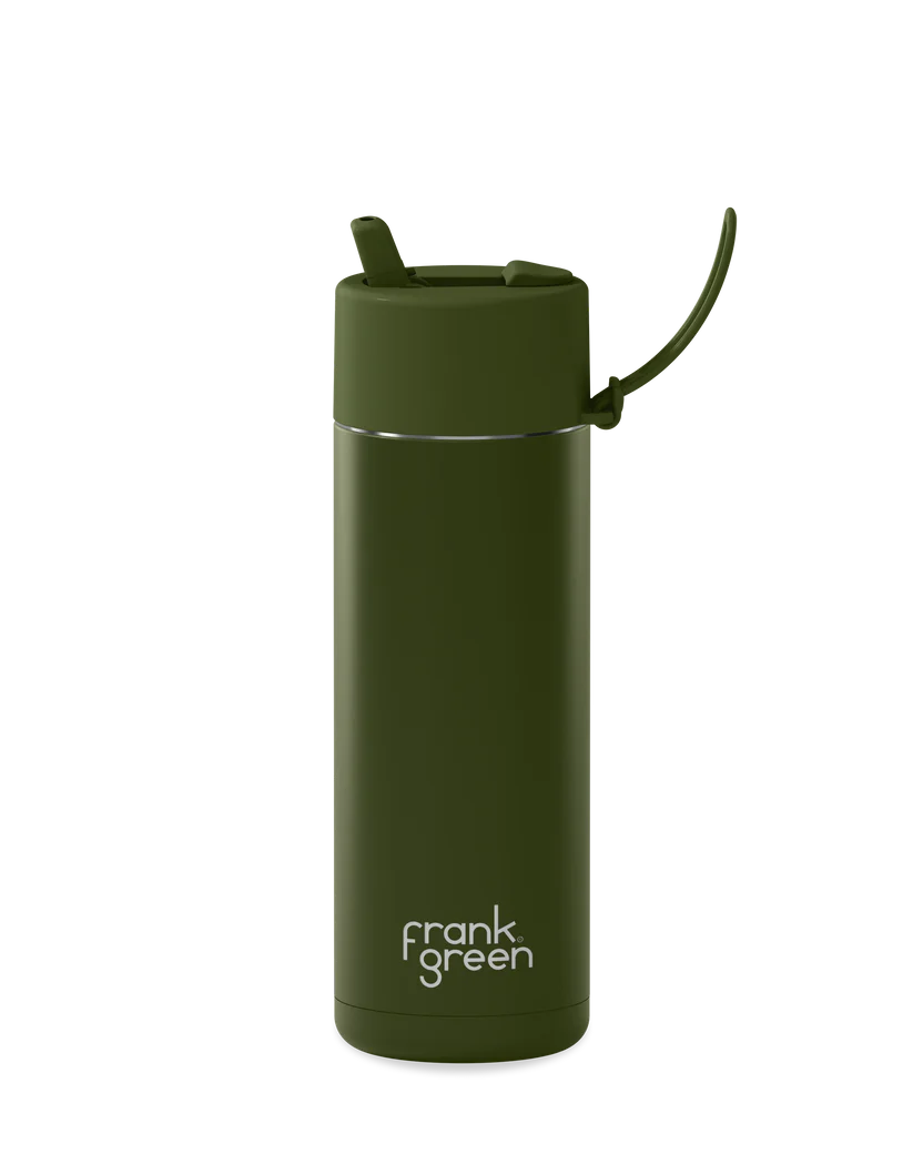 FRANK GREEN REUSABLE BOTTLE WITH STRAW LID 595ML KHAKI 