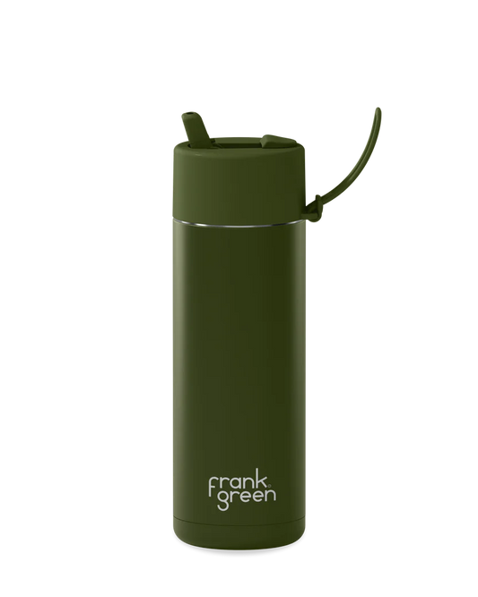 FRANK GREEN REUSABLE BOTTLE WITH STRAW LID 595ML KHAKI 