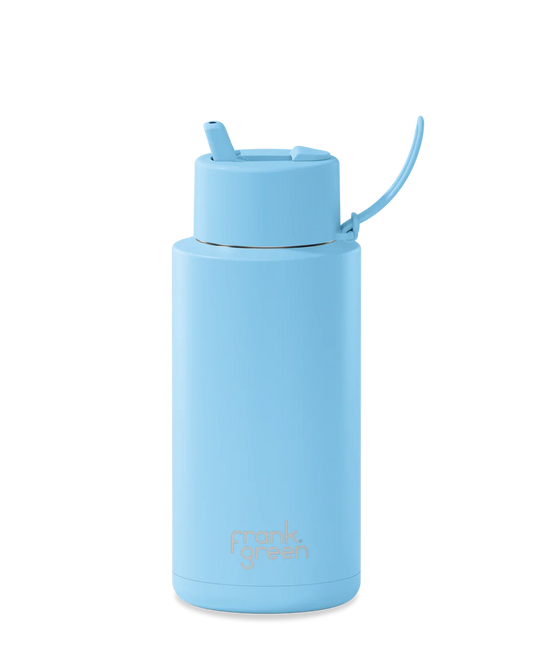 FRANK GREEN REUSABLE BOTTLE WITH STRAW LID 1LTR SKY BLUE 