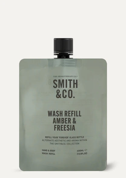 SMITH & CO HAND & BODY WASH REFILL 400ML AMBER & FREESIA