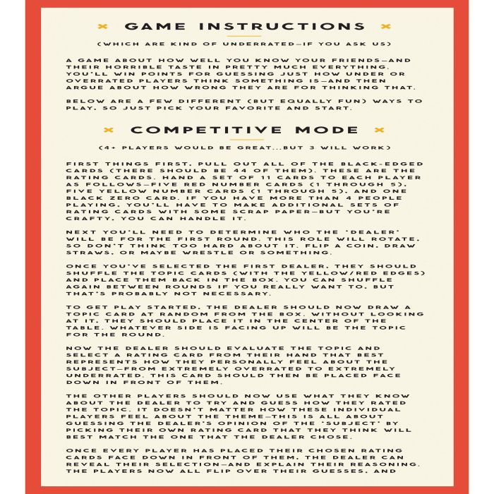 BRASS MONKEY OVERRATED/UNDERRATED SOCIAL GAME