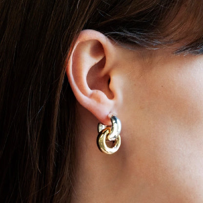 NAJO TUBE HOOP STUDS GOLD PLATED DONUT HANGING*